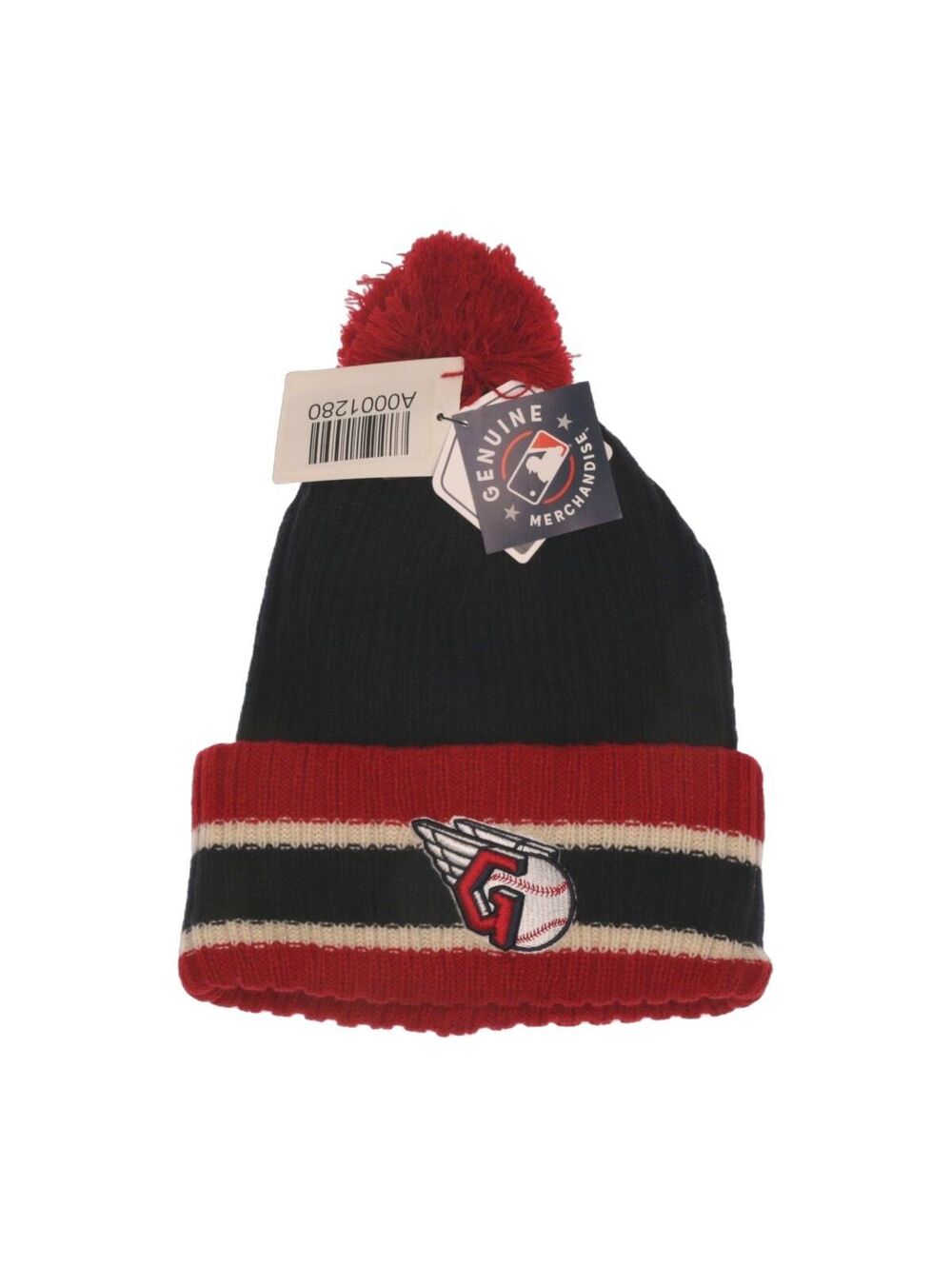1280 NWT Cleveland Guardians MLB Knit Adult Pom Beanie Navy/Red Hat A0001280
